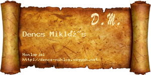 Dencs Miklós névjegykártya